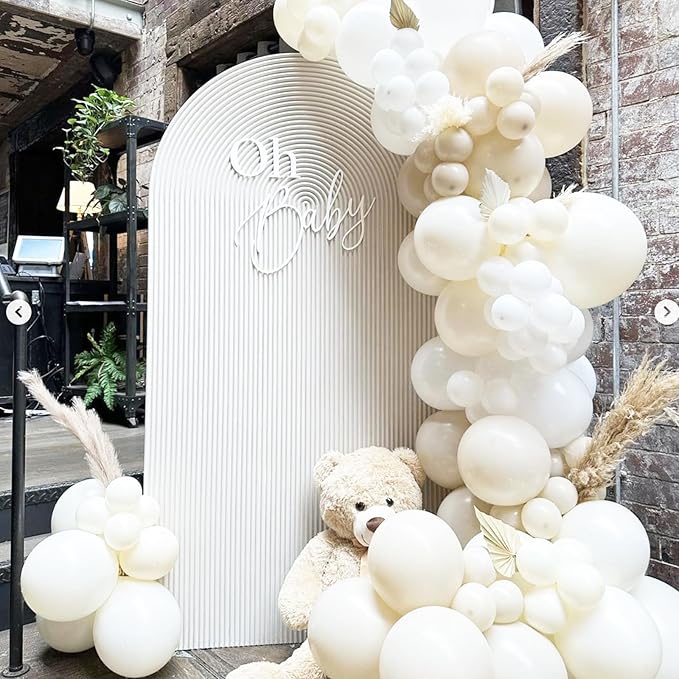 90pack White Sand Balloons Different Size 18/12/10/5 Inch Sand White Balloon Garland Arch Kit for Wedding, Bridal, Baby Shower, Birthday, Graduation, Anniversary, Bachelorette Decorations
