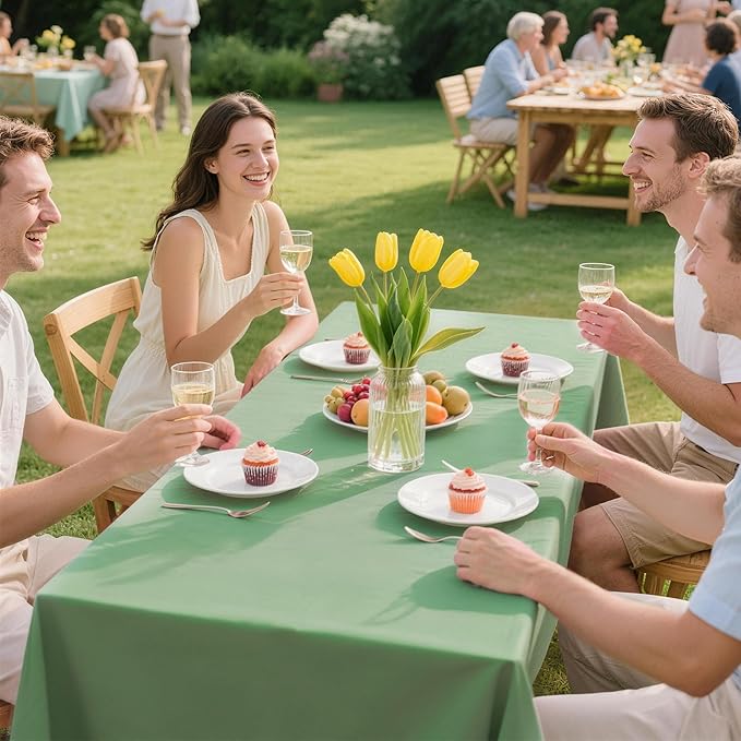 Childom 3 Pack Sage Green Tablecloths,54"x108" Plastic Table Cloth Disposable for Rectangle Tables,Sage Green Table Cover for Dinner Outdoor Picnic Birthday Bridal Wedding Baby Shower Party Decoration