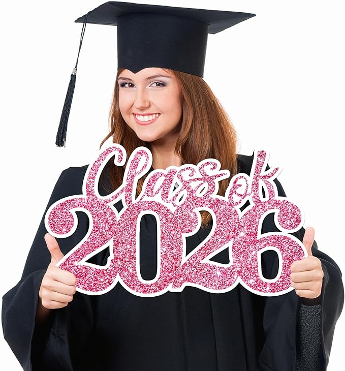 Graduation Decorations Class of 2026 Pink Graduation Decorations Rose Gold Class of 2026 Wooden Sign Graduate Photo Props for Grad Party Supplies