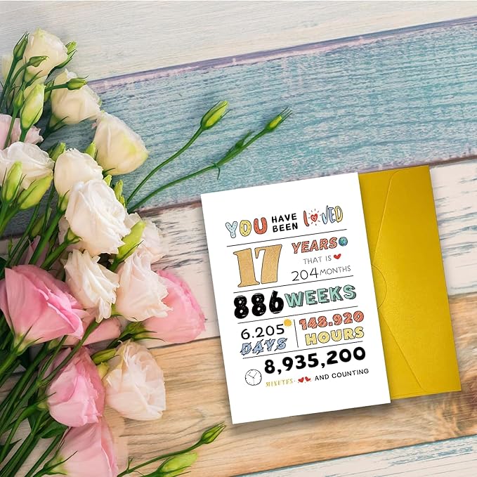17th Birthday Card, Happy 17th Birthday Gifts for Him Her, Funny 17th Birthday Decorations for Boys Girls, 17 Year Old Birthday Gifts for Son Daughter