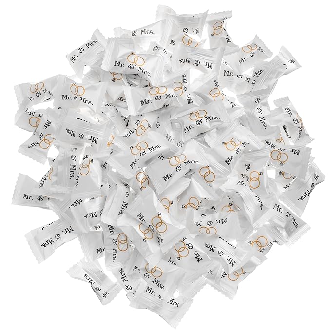Candy Envy - Mr. and Mrs. Buttermints - 13 oz. Bag - Approximately 100 Individually Wrapped Mints - Wedding Favors