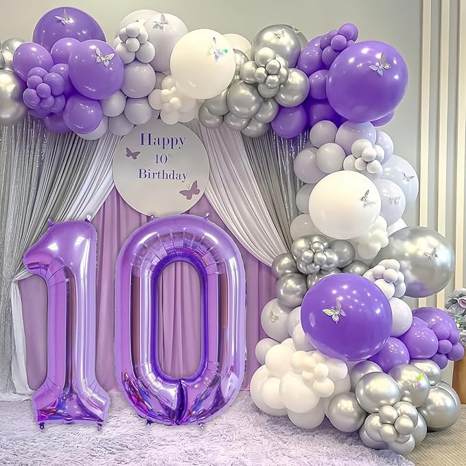 Purple 7 Balloon Number,40 Inch Number 7 Balloon Big Purple 7 Foil Mylar Helium Balloon for Birthday Party Decorations