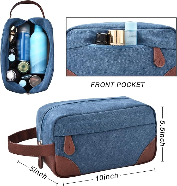 Litvyak Duffle Bag for Travel, 50L Canvas Travel Duffel Bags Overnight Weekend Gym Carry On Luggage Bag for Men & Womenn(Blue+Toiletry Bag)
