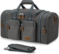 Gonex Canvas Duffle Bag for Travel, Expandable Water Resistant 50L Carry on Duffel Overnight Weekender Gym Bag with Wet Dry Separation Pocket & Suitcase Handle Sleeve, Grey