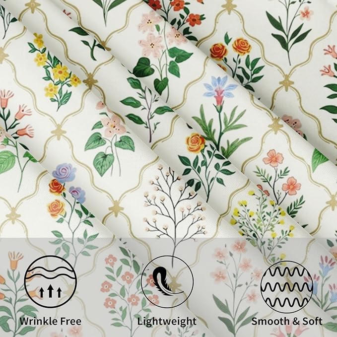 Spring Floral Round Tablecloth Wildflower Circle Table Cloth 60 Inch Beige Vintage Rustic Farmhouse Table Cover Washable Polyester Indoor for Home Kitchen Dinning Party Decor