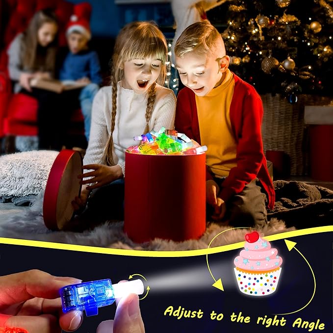 24PCS Happy Birthday Party Favors-LED Finger Lights：Glow-in-the-Dark Light-Up Toys Bulk for Kids,Colorful Birthday Theme Birthday Party Decorations Supplies,Goodie Bags, Classroom Prizes, Fun Gifts