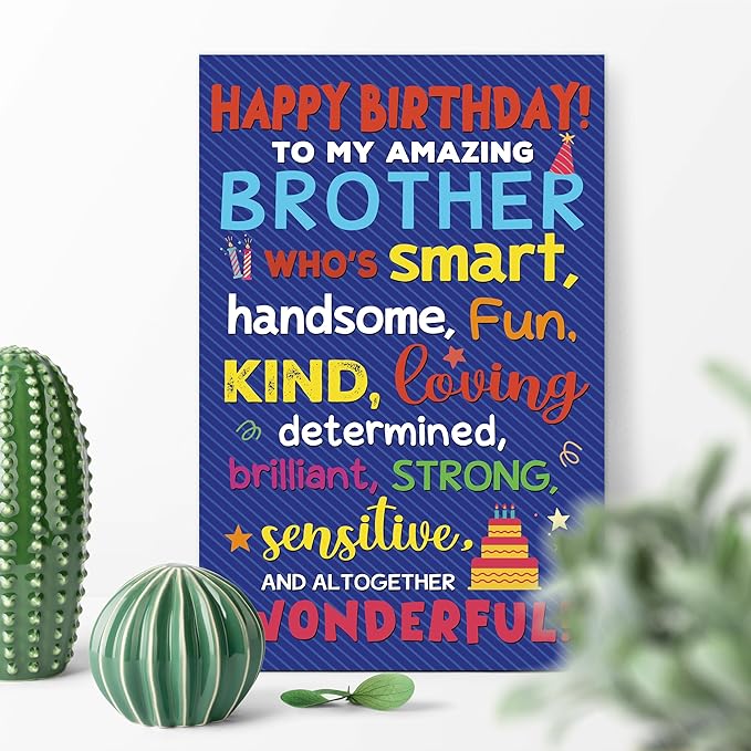 Funny Brother Birthday Card, Best Brother Greeting from Sisters or Brothers, Heartfelt Appreciative Birthday Card Gift for Him Men