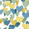 Sage Green Dusty Blue Gold Heart Party Decorations Gold Glitter Paper Dusty Green Blue Love Heart Hanging Garland Streamer Banner for Silly Goose Birthday Baby Shower Valentines Day Anniversary Party