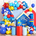1st Birthday Decorations Boy, Dog Paw First Party Balloons Arch with Red Blue Yellow Long Latex Balloons 40 inch Number 1 Balloon and Star Foil Balloon for Paw Birthday Party Supplies