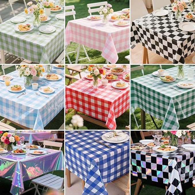 3 Packs Black and White Checkered Tablecloth 54 x 108 Inch Plastic Checkered Table Cloth Disposable Race Car Theme Party Tablecloths for Outdoor Picnic Parties