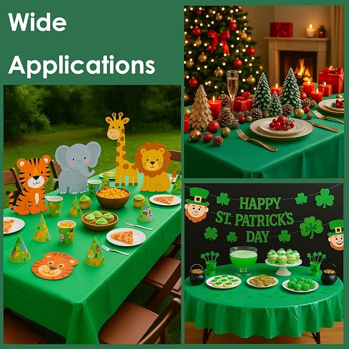 Craft And Party 12-Pack Hunter Green Plastic Tablecloths – 84 Inch Round Disposable Table Covers, Heavy Duty & Waterproof for Parties, Events, Banquets, Hunter Green