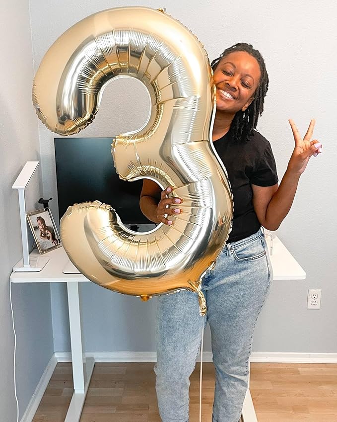 Light Gold Number 1 Balloon 40 Inch, 1st Birthday Balloon for Baby Boy Girl Toddler First Birthday Decorations, Shiny Light Gold Party Supplies