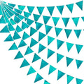 Teal Aqua Blue Triangle Pennant Banner Dark Metallic Fabric Flag Bunting Garland for Birthday Baby Shower Bridal Shower Graduation Wedding Holiday Retirement Mermaid Party Decorations Supplies