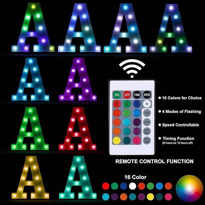 Foaky Colorful LED Number Lights with Remote, Light Up Number Sign for Night Light Wedding/Birthday Party Battery Powered Christmas Lamp Home Bar Decoration (7)