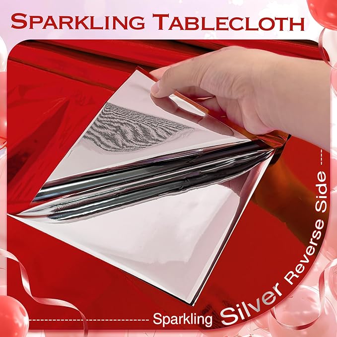 4pcs Red Foil Tablecloth 54*72 Inch Plastic Christmas Carnival Birthday Party Table Cloths Disposable Waterproof Table Cover for Graduation Anniversary Wedding Baby Shower Bridal Party Supplies