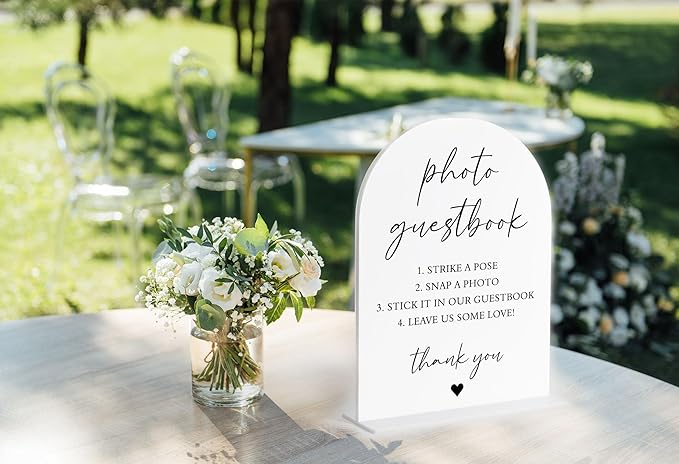 Photo Guest Book Sign, White Arch Acrylic Wedding Sign, Wedding Guest Book Alternative, Bridal Shower Decor, Engagement Party Decor, Centerpiece Table Decorations Party for Bride and Groom-20