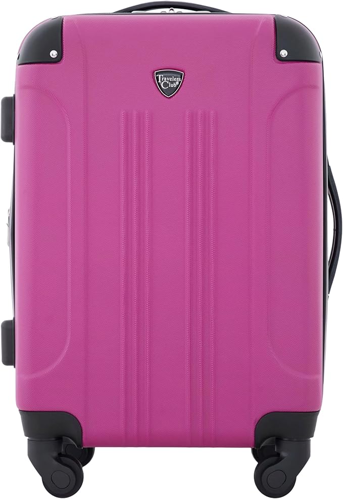 Travelers Club Chicago Hardside Expandable Spinner Luggage, Fuchsia, 22" Carry-On