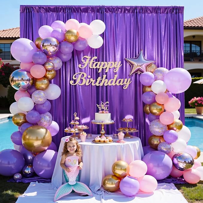 30x10 Wrinkle Free Purple Sequin Backdrop Curtain for Parties-Thick Not Fall-Off Glitter Backdrop Drapes-6 Panels 5x10ft Shimmer Photo Back Drop Cloth for Wedding Birthday Photography Background