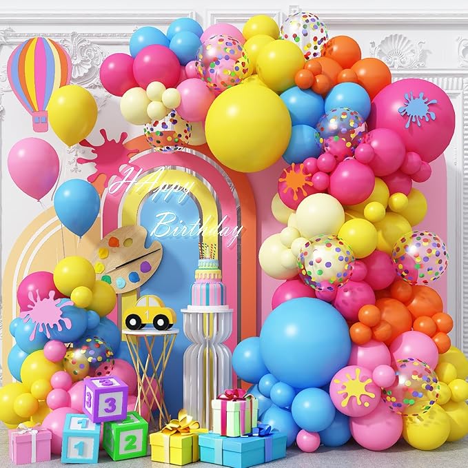 Rainbow Balloon Arch Kit 126Pcs Colorful Balloons Garland Multicolor Assorted Primary Color Pride Birthday Party Balloons for Kids Carnival Circus Fiesta Baby Shower Wedding Anniversary Decorations