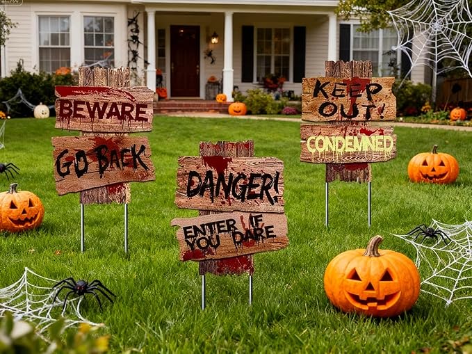 Halloween Decorations, 3 Pack 15" x 12" Yard Signs Stakes Props Outdoor Decor Scary Zombie Vampire Graves Holiday Party Supplies