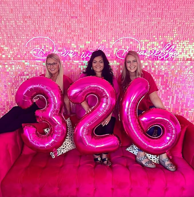 Hot Pink Number 19 Balloons 40 inch, 19 Number Balloons, 19th Birthday Decorations, 19 Year Old Women Hot Pink Party Supplies