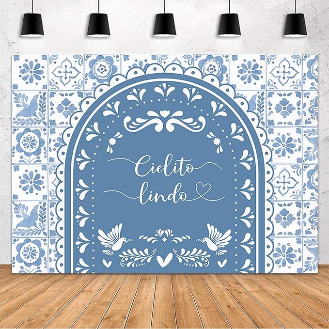 MEHOFOND 10x7ft Cielito Lindo Baby Shower Backdrop Blue Arch Cielito Lindo Baby Shower Party Decorations Banner Mexican Wedding Birthday Fiesta Party Decor Photography Background Supplies