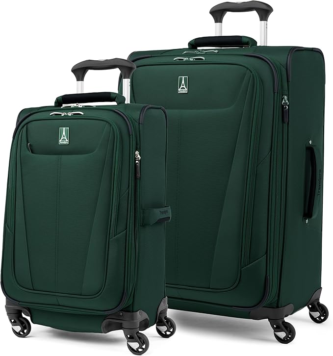 Travelpro Maxlite 5 Softside Expandable Luggage with 4 Spinner Wheels, Lightweight Suitcase, Men and Women, Forest Green, 2-Piece Set (21/25)