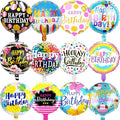 36PCS Happy Birthday Foil Balloons, 18" Round Helium Party Balloon Floating Inflatable Happy Birthday Balloons for Kids Birth Parties Baby Shower Decoration Supplies