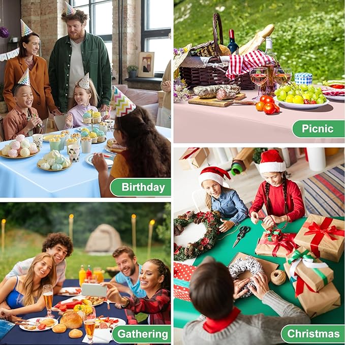 6 Pack St Patrick's Day Tablecloth, 54 x 108 Inch Plastic Green Tablecloths Disposable Green Table Cloth for Rectangle St Patricks Day Decorations, Waterproof Table Cover for Wedding Anniversary Party