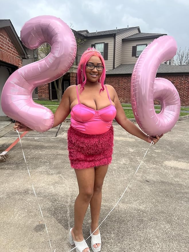 Number 6 Balloon 40 Inch, 6th Birthday Balloon for Boy Girl, Pearl Pink 16 60 61 65 Numbers Balloons Birthday Party Wedding Events Decorations