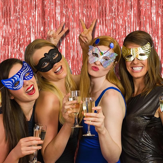 20 Pack Rose Gold Fringe Curtain Backdrop Birthday Bachelorette Party Decorations Metallic Tinsel Streamers Foil Backdrop Christmas Graduation Wedding New Year Party Decorations
