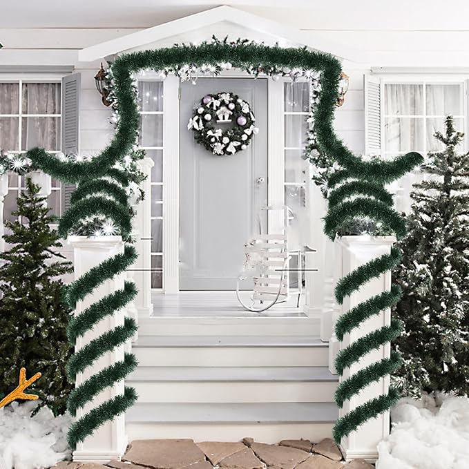 50FT Christmas Green Garland Artificial Greenery Garland for Christmas Tree Decorations, Xmas Decor for Home Fireplace Mantle Stairs Holiday Party Indoor Outdoor
