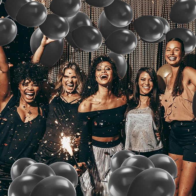 Link Balloons 6 Inch - 100 Pcs Quick Link Balloon Latex Linking Balloons Connected Linkable Balloon Birthday Wedding Party Decorations(Black)