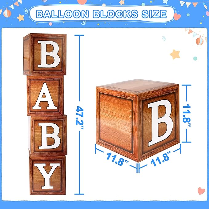 Party Spot！Bear Baby Shower Decorations Boy,80 pcs Balloons,4 Wood Grain Blocks with Letter,"We can bearly wait" Backdrop,Banner,Tablecloth,Balloon Pump, Blue Brown Bear Theme