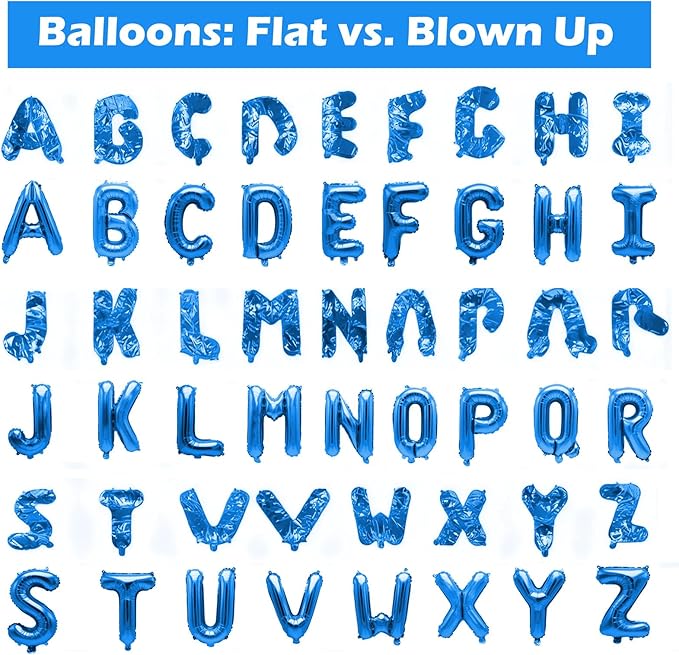 36 Pcs Blue Letter Balloons, Custom A-Z Set for Personalizing Names & Phrases Party Supplies Banners - with 1 Set ABEILMNOPS for Wedding/Birthdays/Annivs/Grads Party Decoration Banner Custom Phrase