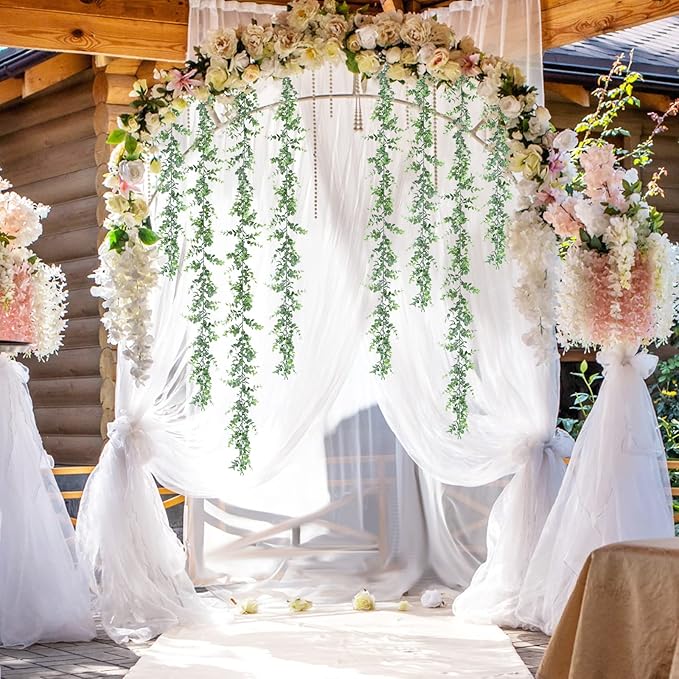Dolicer 3 Pack Artificial Eucalyptus Garland, 6Ft/Pcs Greenery Garland Faux Vines Garlands Plant Artificial Hanging Eucalyptus Leaves Green Garlands Decor for Bedroom Wedding Arch Wall Party Table