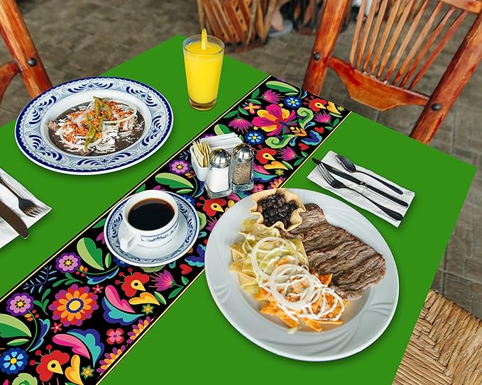 Oudain 6 Pcs Fiesta Tablecloth 108 x 54 Inch Plastic Tablecover Mexican Waterproof Tablecloth Disposable Table Cover for Taco Night Festive Mexican Fiesta Wedding Party Decoration (Multicolor)