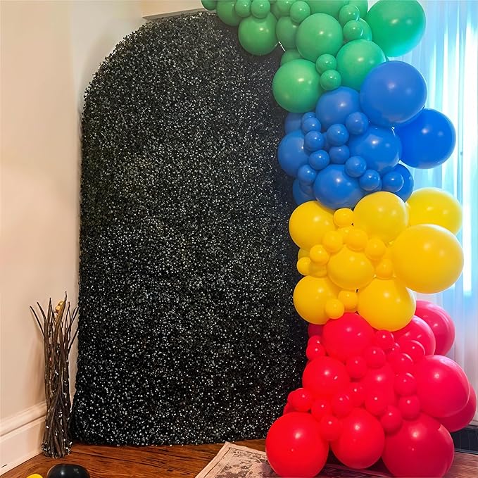 Red Yellow Blue Green Balloons, 60PCS Red Orange Blue Balloons, Rainbow Cartoon Theme Primary Color Latex Balloon for Kids Birthday Baby Shower Festival Carnival Circus Party Decorations Supplies