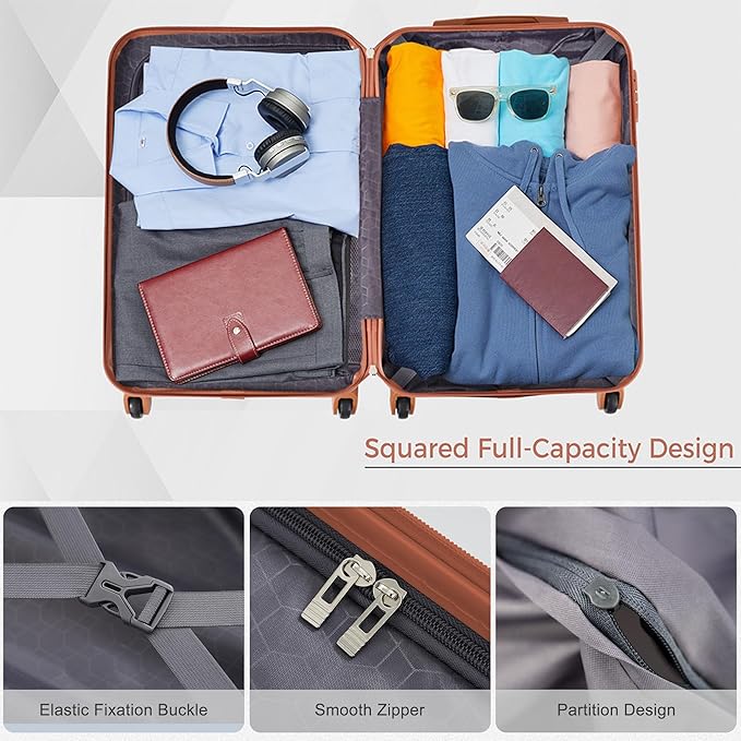 24 Inch Checked Suitcase with TSA Lock Travel Duffel Bag Wet-Dry Toiletry Bag, Ivory