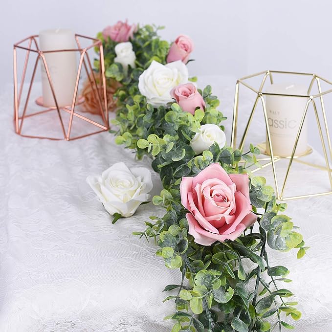 Lvydec 2 Pack Artificial Eucalyptus Garland, Fake Eucalyptus Greenery Garland Wedding Backdrop Arch Wall Decor, 5.5 Feet/Strand Fake Hanging Plant for Table Festival Party Decoration