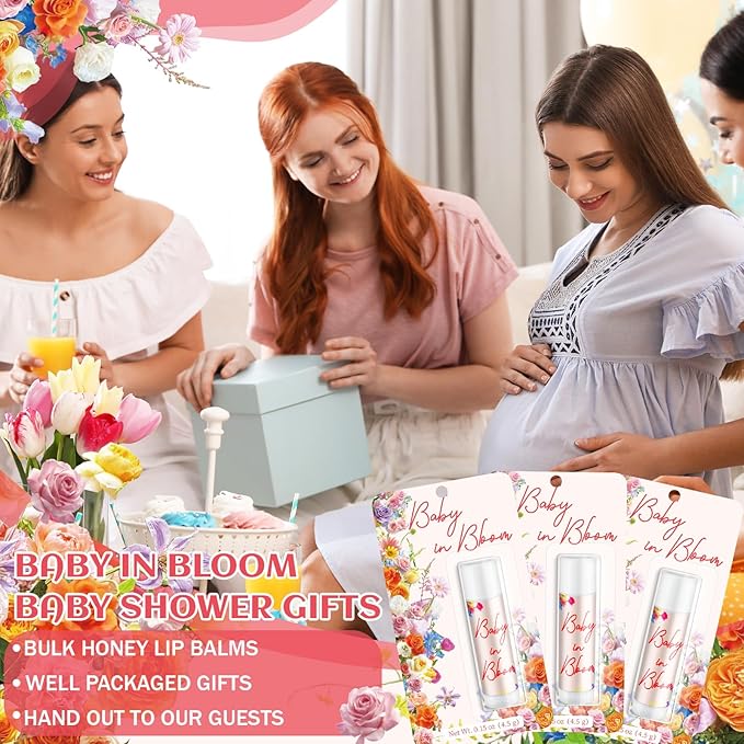 30 Pack Baby in Bloom Party Gifts Baby Shower Games Prizes Bulk Lip Balms Favors for Winners Adults Guests Gender Reveal Favors Decorations Souvenirs Gift Bags Stuffers