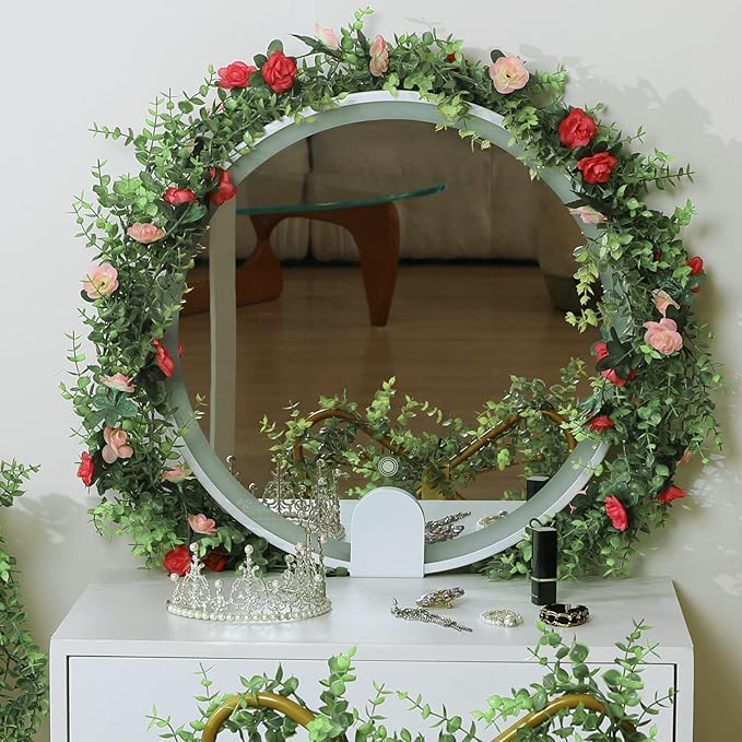 Dolicer 5 Packs Eucalyptus Garland, 30FT Faux Eucalyptus Greenery Garland, Artificial Eucalyptus Leaves Vine, Fake Hanging Eucalyptus Garlands Wedding Backdrop Arch Wall Table Party Decor (Grey Green)