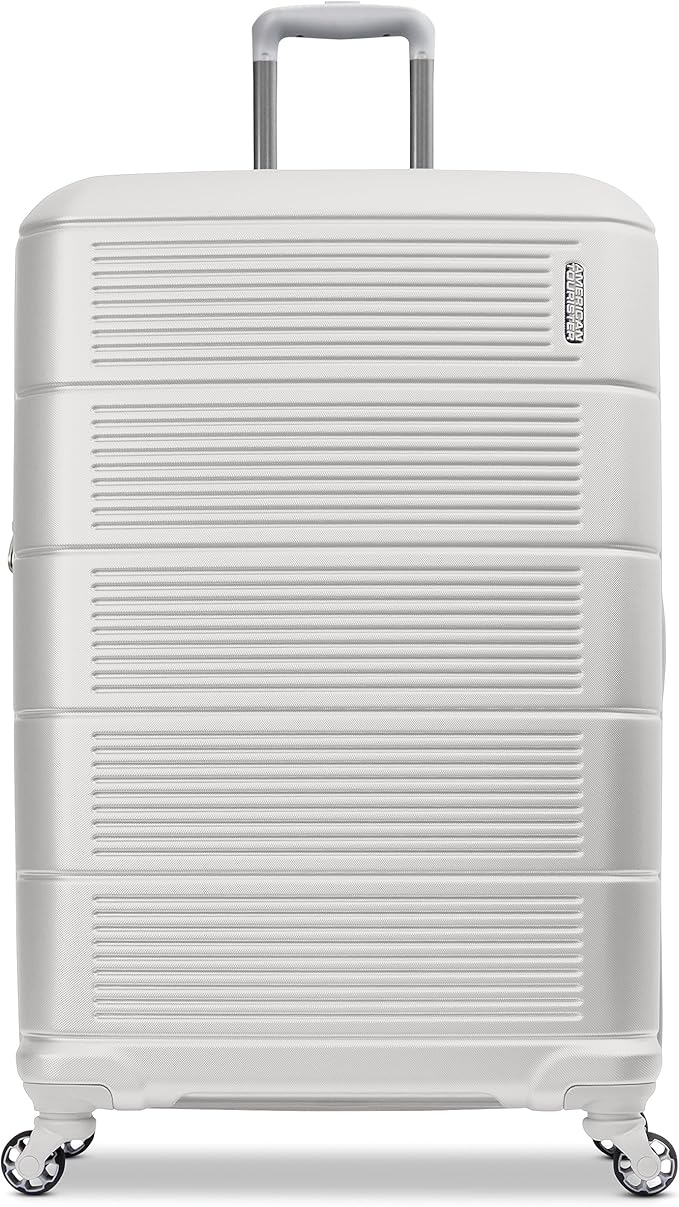 American Tourister Stratum 2.0 Expandable Hardside Luggage with Spinner Wheels, Checked-Large, White