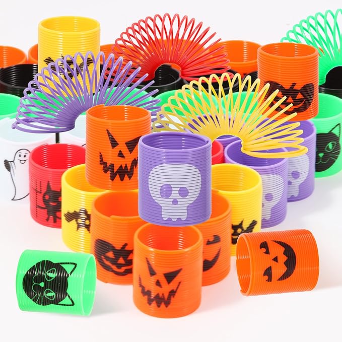 36PCS Halloween Coil Springs for Kids - Assorted Halloween Theme Pattern and Colors, Halloween Toys Party Favors Halloween Treat Bags Gifts