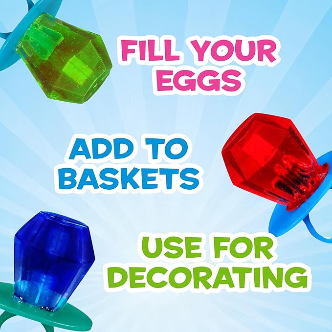 Ring Pop Candy, Easter Lollipops, 50 Ct Party Favors in Assorted Fruity Flavors - Full Size, Fun Hard Candy For Birthday Parties, Party Favors, Easter Basket Stuffers, Egg Fillers, Gifts for Kids