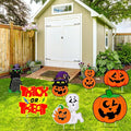 Halloween Pumpkin Decorations, Halloween Outdoor Yard Signs, Monster Stakes for Lawn Garden Decor with Pumpkin, Black Cat, Skull, TRICK OR TREAT 6 pcs