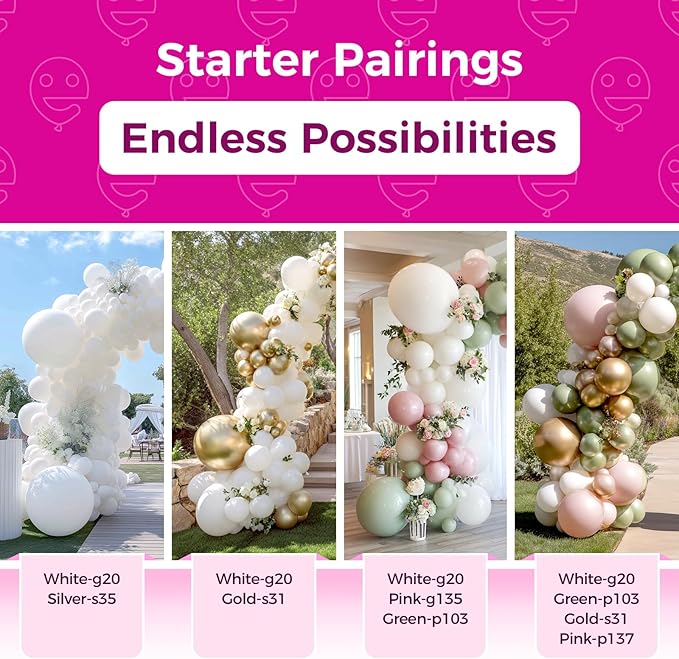 Bezente White Balloons Latex Party Balloons - 150 Pack 5 inch Matte White Helium Balloons for White Themed Wedding Birthday Bridal Shower Party Decorations