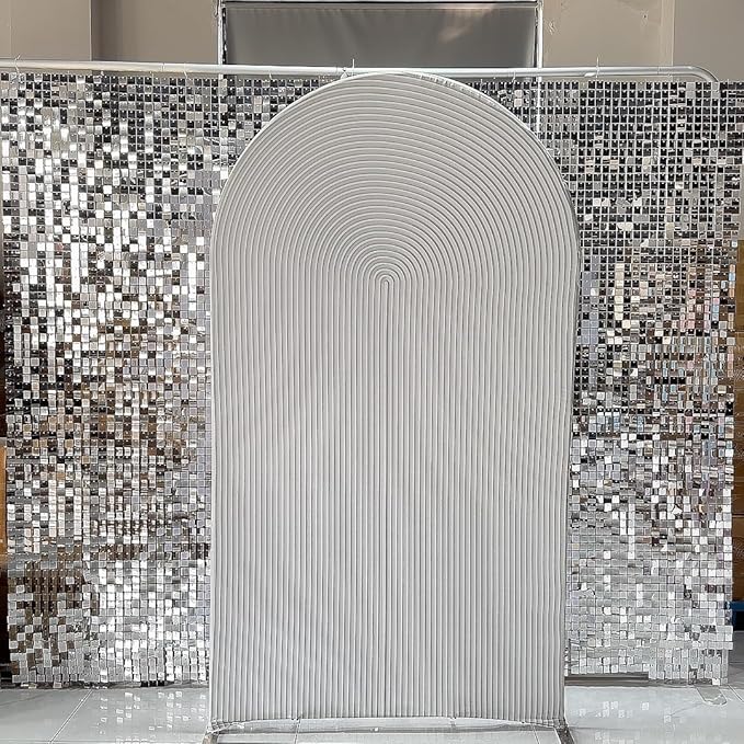 Beige Ripples Pattern Arch Backdrop Cover for Birthday Party Wedding Baby Shower Decorations Chiara Backdrops Arched Wall Frame Stands Covers Props GP-455 4ft * 7ft