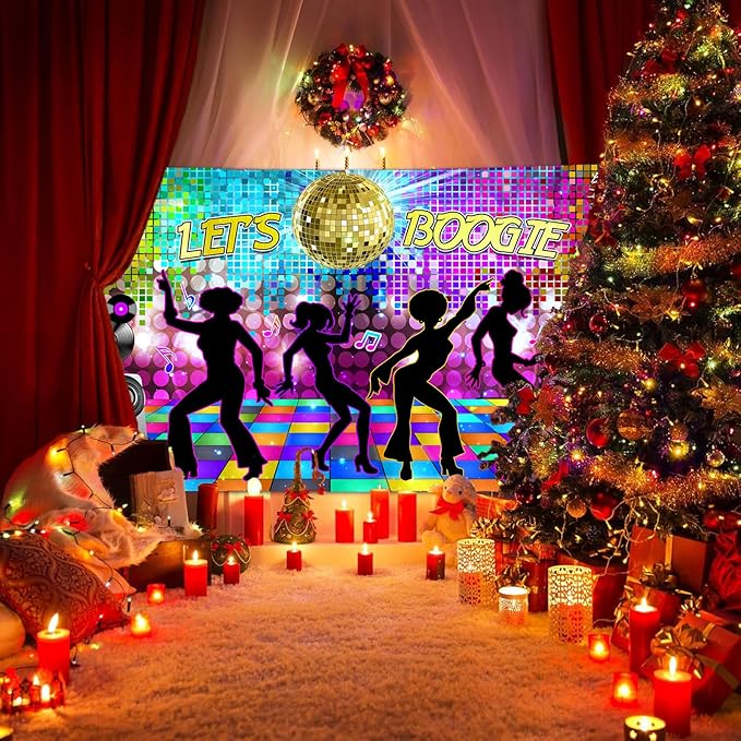 Disco Backdrop 5X3ft Retro Glow Party 70s 80s 90s Theme Stage Dance Background Disco Party Decoration Disco Ball Banner Dance Backdrop for Birthday Party Prom Portrait Photo Props Polyester, Multi