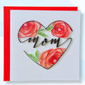 Quilling Cards, handmade card, quilled cards with Handmade Art for all occasions: quilling birthday card for women, Birthday card, mother... colorful heart design (Mom)
